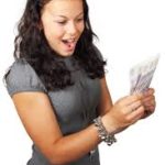 woman holding money